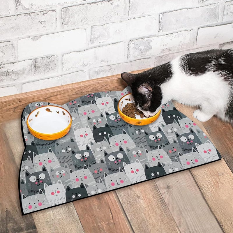 Zoeeya Grey Cat Food & Water Mats - Absorbent Pet Feeding Placemats 23.6 * 13.7 inch - Image 5